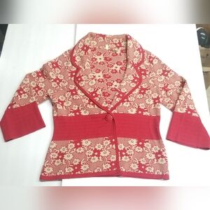 Vintage Anthropologie Moth Brand Floral Knit Cardigan